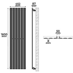 Helloshop26 Radiateur chauffage centrale pour salle de bain salon cuisine couloir chambre à coucher panneau simple 160 x 45,2 cm blanc 01_0000219