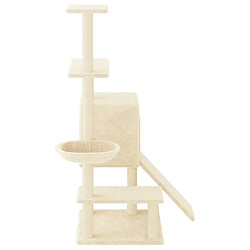 Helloshop26 Arbre à chat meuble tour grimper jouet grattage grattoir escalade plateforme avec griffoirs en sisal 130,5 cm crème 02_0022465