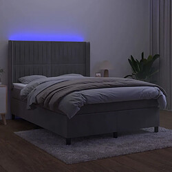 Avis Maison Chic Lit adulte- Lit + matelas + LED,Sommier à lattes de lit matelas et LED Gris clair 140x200 cm -GKD24694