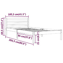 vidaXL Cadre de lit sans matelas bois massif de pin 100x200 cm pas cher