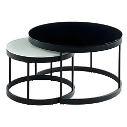 Avis Vente-Unique Tables basses gigognes BILLIE - Verre trempé & métal - Noir et Blanc