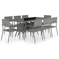 vidaXL Ensemble à manger de jardin 9pcs Résine tressée Anthracite gris