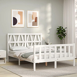 Avis Maison Chic Cadre/structure de lit avec tête de lit pour adulte - Lit Moderne Chambre blanc double bois massif -MN34808