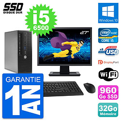 PC HP ProDesk 400 G3 SFF Ecran 27" i5-6500 RAM 32Go SSD 960Go Windows 10 Wifi - Occasion