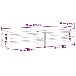 vidaXL Support de moniteur noir 100x27x20 cm bois d'ingénierie pas cher