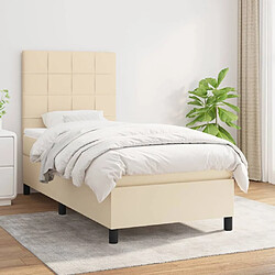 vidaXL Sommier à lattes de lit avec matelas Crème 90x200 cm Tissu