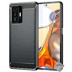 Htdmobiles Coque silicone gel carbone pour Xiaomi 11T 5G / 11T Pro 5G + film ecran - NOIR