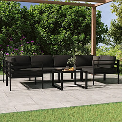 Maison Chic Ensemble Tables et chaises d'extérieur 7pcs avec coussins,Salon de jardin Aluminium Anthracite -GKD518684