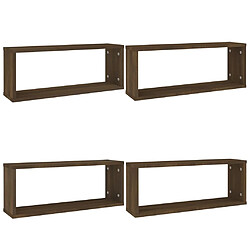 Maison Chic Lot de 4 Étagères murales,Étagère Rangement flottate cube Chêne marron 60x15x23 cm Bois -MN81827