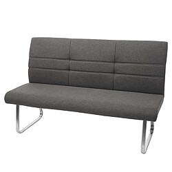 Decoshop26 Lot de 2 chaises de salle à manger avec accoudoirs + banc 180 cm en tissu gris-marron acier inoxydable 04_0007486