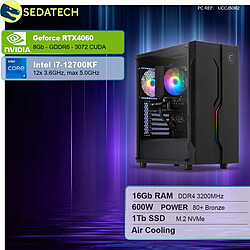 Sedatech PC Gamer • Intel i7-12700KF • RTX4060 • 16Go RAM • 1To SSD M.2 • sans OS