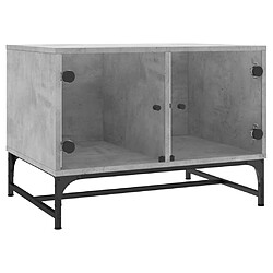 vidaXL Table basse avec portes en verre gris béton 68,5x50x50 cm