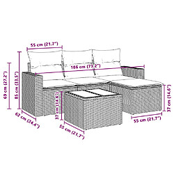 Avis vidaXL Salon de jardin 5 pcs avec coussins gris clair résine tressée