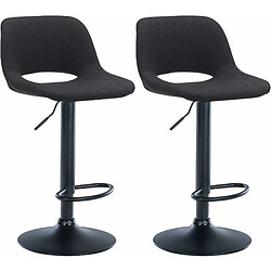 Non Lot de 2 tabourets de bar Camden tissu noir pas cher