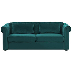 Beliani Canapé-lit CHESTERFIELD Vert émeraude Velours 