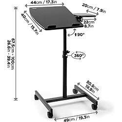 Avis Duronic Table de travail mobile assis-debout WPS17 | Podium à roulettes | Deux plateformes indépendantes pour PC et souris | Hauteur ajustable 67,5 – 100 cm | 10 kg | Idéal pour les présentations