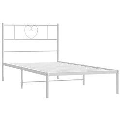 Maison Chic Lit adulte - Cadre de lit métal avec tête de lit,Structure du lit Contemporain pour chambre blanc 75x190 cm -MN31258 pas cher