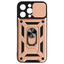 Avizar Coque Antichoc pour iPhone 15 Pro Max Cache Caméra Coulissant Bague rose gold