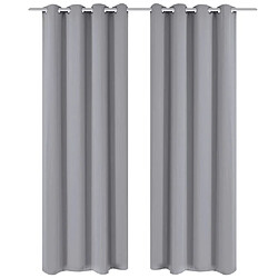 vidaXL Rideau occultant 2 pcs avec œillets métalliques 135x175 cm Gris