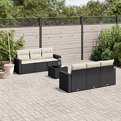 vidaXL Salon de jardin 7 pcs avec coussins noir résine tressée