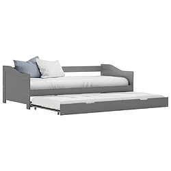 vidaXL Cadre de lit extensible sans matelas gris 90x200 cm