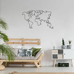 DEKORY Line Art Mural Carte du Monde 100 x 60 cm