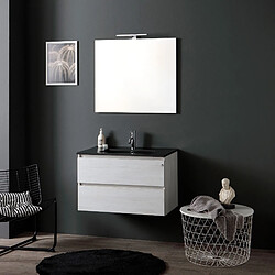 Kiamami Valentina MEUBLE DE SALLE DE BAIN SUSPENDU 80CM GRIS CLAIR AVEC LAVABO NOIR MAT | BERLIN