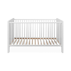 Mes Lit bébé 70x140 cm décor blanc avec sommier - LANDZY pas cher