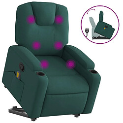 vidaXL Fauteuil inclinable de massage Vert foncé Tissu