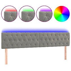 vidaXL Tête de lit à LED Gris clair 200x7x78/88 cm Velours