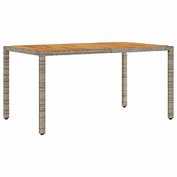 Maison Chic Table de jardin | Table d'extérieur et dessus en bois d'acacia gris résine tressée -GKD59303