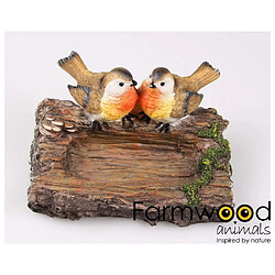 Farmwood Animals Rouge-gorge en résine sur branche 18 x 13 x 12 cm.