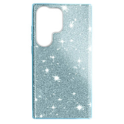 Avizar Coque Paillette pour Samsung Galaxy S23 Ultra Semi-rigide Spark Case bleu