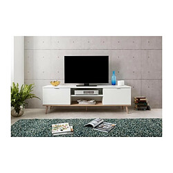 Mes Meuble TV 2 portes 160x40x50 cm blanc - GOTHY