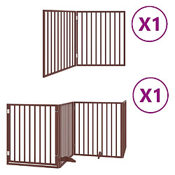 vidaXL Barrière pour chien avec porte pliable 6 panneaux bois peuplier