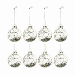 Paris Prix Lot de 8 Boules de Noël Design Coeur 6cm Argent