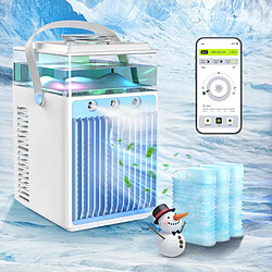 (Sky Blue02) Climatiseur portable, mini climatiseur rechargeable 4 en 1, humidificateur refroidisseur personnel avec contrôle d'application, ventilateur de refroidissement de bureau CA de 800 ml