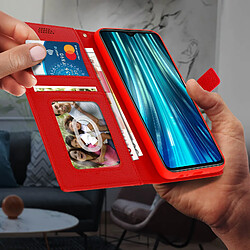 Avizar Housse Xiaomi Redmi Note 8 Pro Étui Folio Porte carte Support Vidéo Rouge pas cher