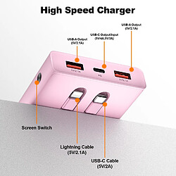 Avis SANAG Power Bank 13000 Mah Avec 2 Câbles Intégrés, Batteries Externes, Chargeur Portable Pd Chargeur Rapide Avec Affichage Led, Pack De Batterie De Secours Pour Iphone, Android, Etc. Rose, Hx100A3