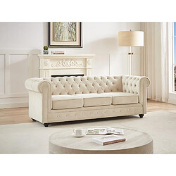 Vente-Unique Canapé 3 places en velours beige CHESTERFIELD