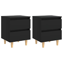 Maison Chic Lot de 2 Tables de chevet,Table de nuit,Table d'appoint pour salon avec pieds en pin Noir 40x35x50 cm -MN24293