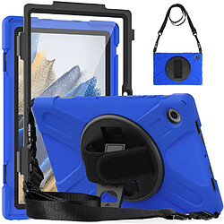 Coque en silicone avec béquille rotative et bandoulière bleu pour votre Samsung Galaxy Tab A8 10.5 (2021)