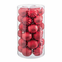 BigBuy Christmas Boules de Noël Rouge Plastique 6 x 6 x 6 cm (30 Unités)