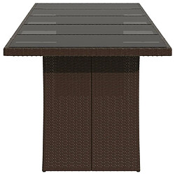 Acheter vidaXL Table de jardin avec dessus en verre marron résine tressée