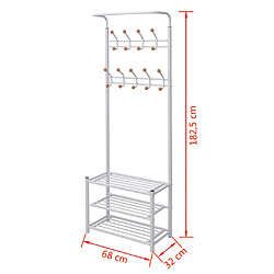 Acheter Decoshop26 Porte-manteau avec rangement de chaussures 68x32x182,5cm blanc DEC024190