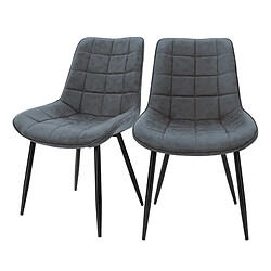 ML-Design Lot de 2 chaises de salle à manger Chaise de salon Chaise de cuisine Anthracite Similicuir PU