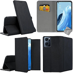 Htdmobiles Housse etui portefeuille avec coque intérieure en silicone pour Oppo Reno 7 5G / Find X5 Lite + film ecran - NOIR MAGNET