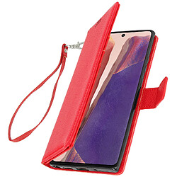 Avizar Housse Samsung Galaxy Note 20 Porte-carte Fonction Support Vidéo Dragonne Rouge