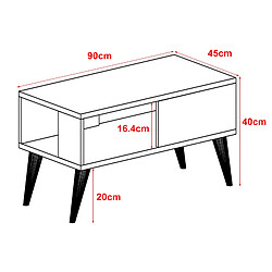 Helloshop26 Table basse avec espace de rangement 40 x 90 x 45 cm blanc 03_0008459