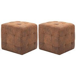 vidaXL Tables de chevet 2 pcs Marron 30x30x30 cm Similicuir daim 